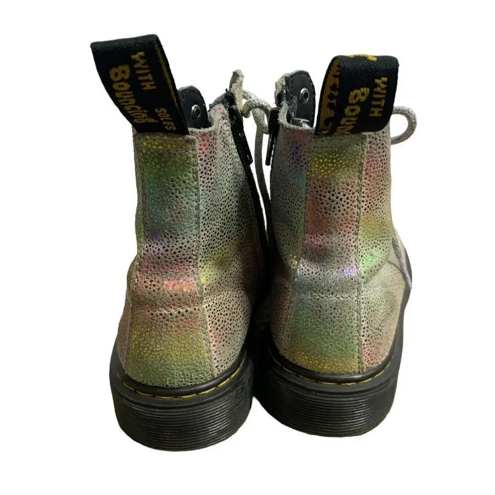 Dr Martens 1460 Pascal Boots 3 Rainbow Glitter Leather Laces Zip Rubber Sole